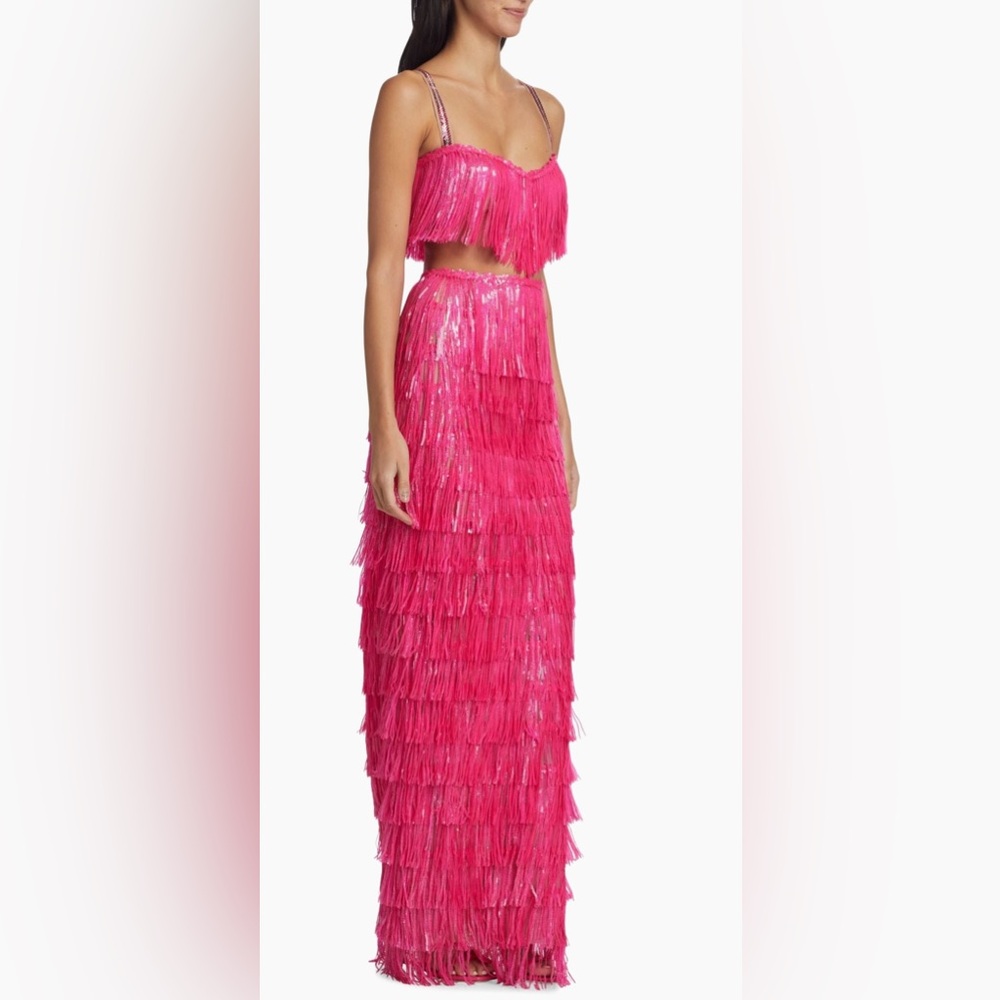 Bronx and Banco Sequin Fringe Two-Piece Skirt Set. NWT. Size L which is a US 8 - Picture 2 of 5